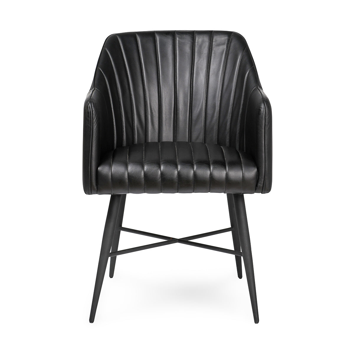 Leon Leather Dining Chair - Midnight Raven