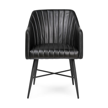 Leon Leather Dining Chair - Midnight Raven