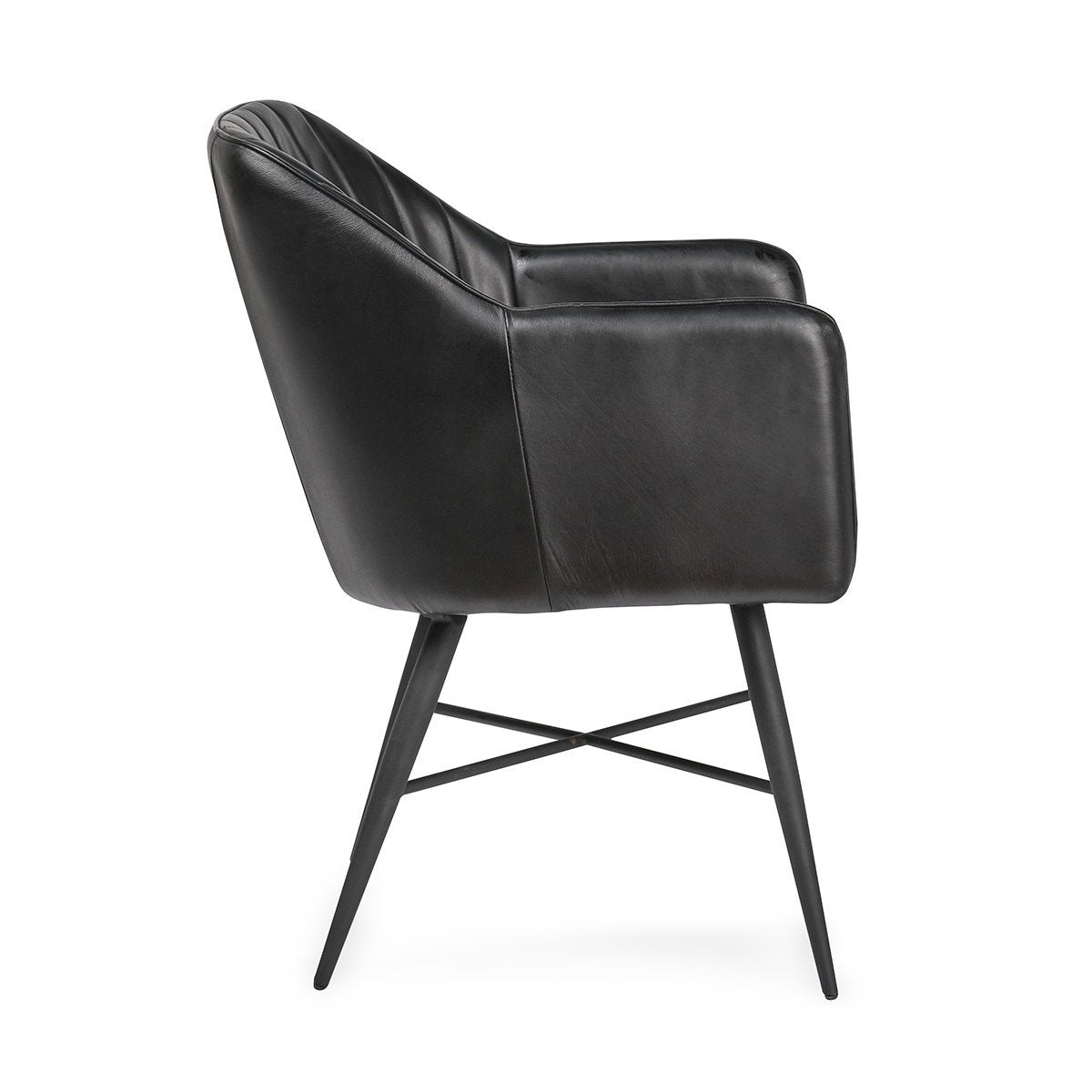 Leon Leather Dining Chair - Midnight Raven