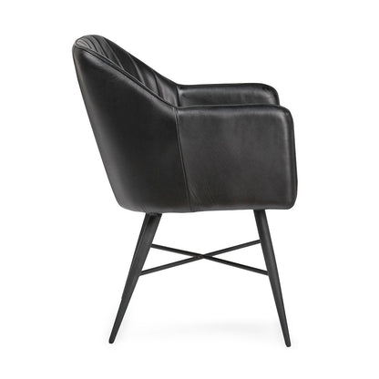 Leon Leather Dining Chair - Midnight Raven