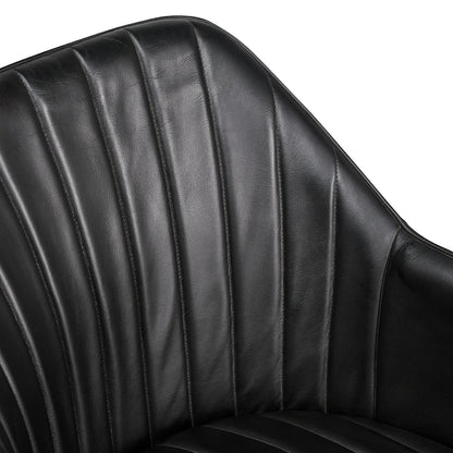 Leon Leather Dining Chair - Midnight Raven