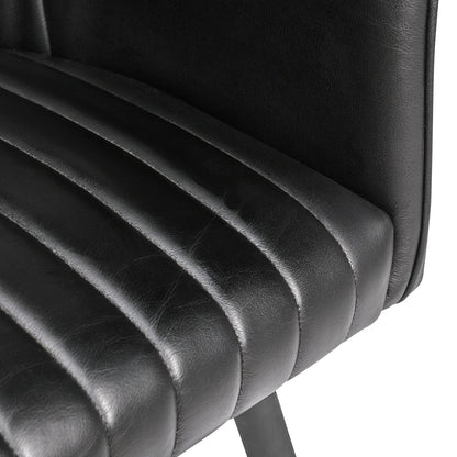 Leon Leather Dining Chair - Midnight Raven