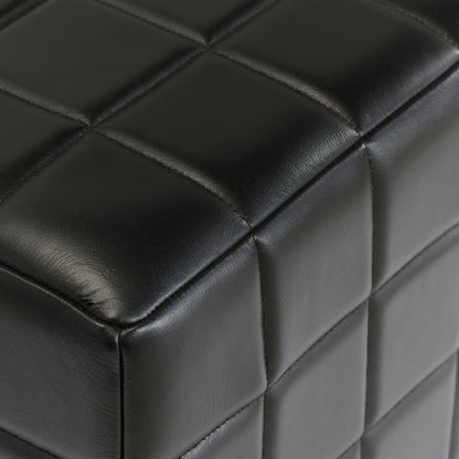 Carlo Leather Square Ottoman - Midnight Raven
