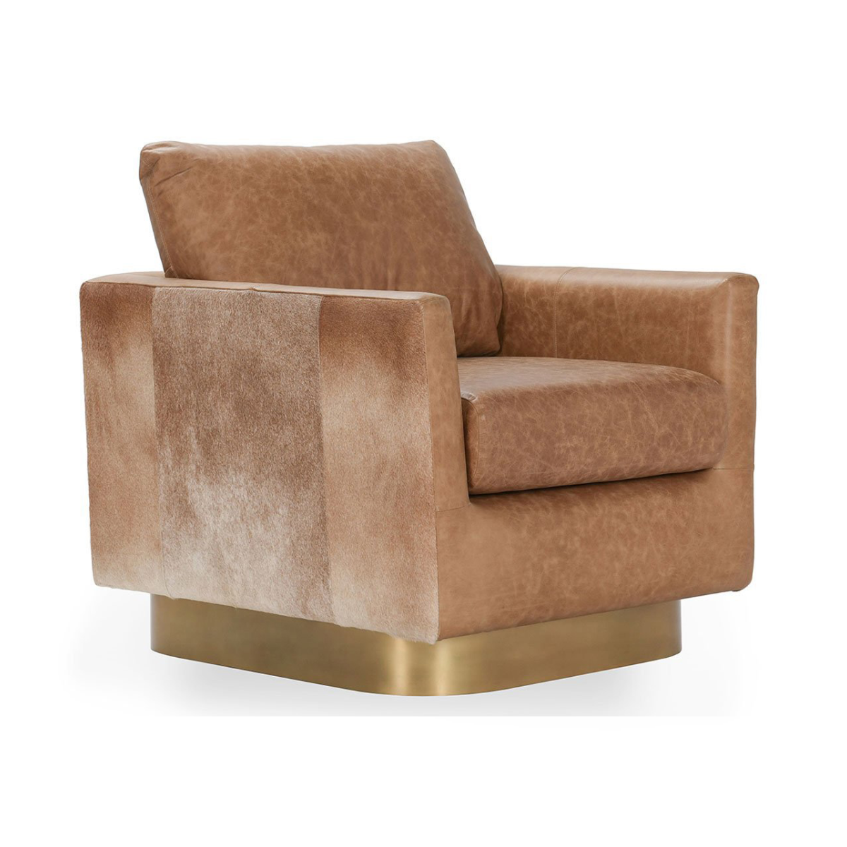 Lathe Leather/Hide Accent Chair - Sedona Brown