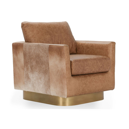 Lathe Leather/Hide Accent Chair - Sedona Brown