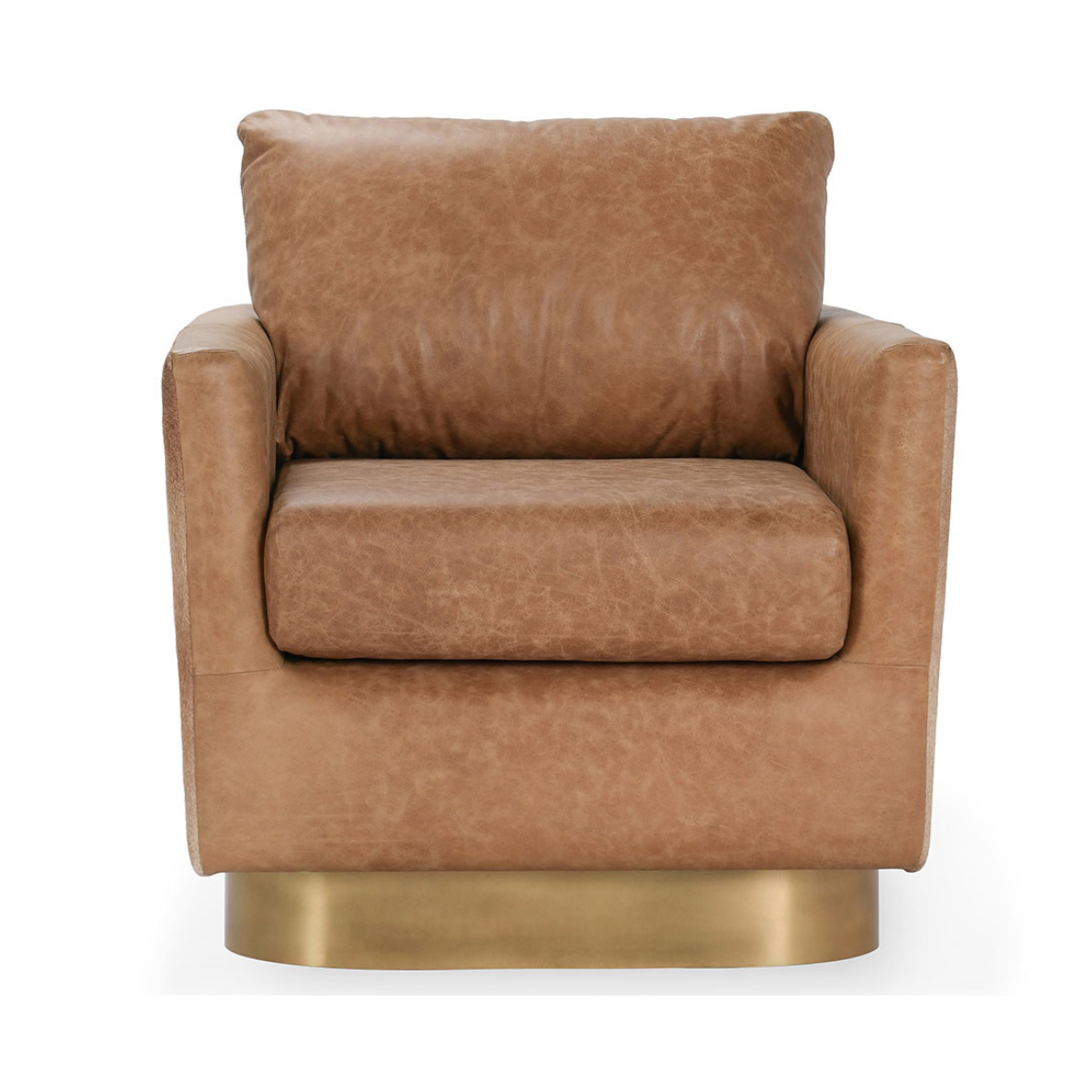 Lathe Leather/Hide Accent Chair - Sedona Brown