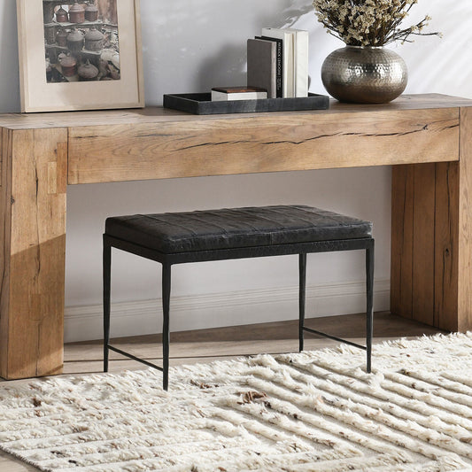 Malo Leather Bench - Onyx Black