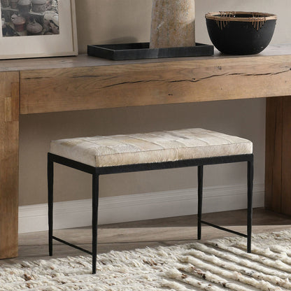 Achen Hide Bench - Dusty Cream