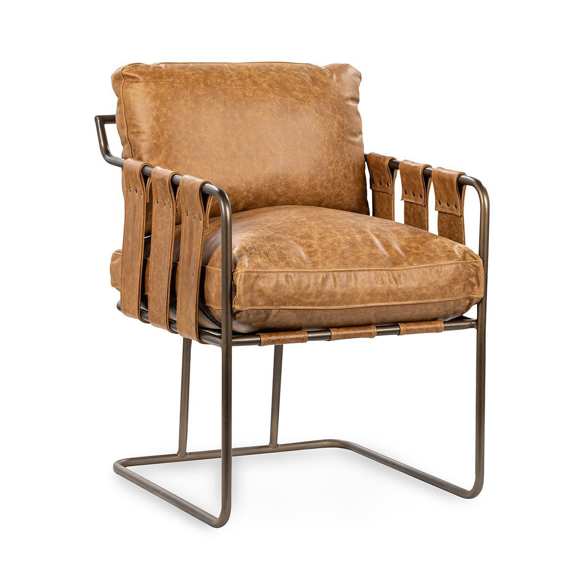 Strapling Leather Dining Chair - Sedona Brown