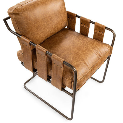 Strapling Leather Dining Chair - Sedona Brown