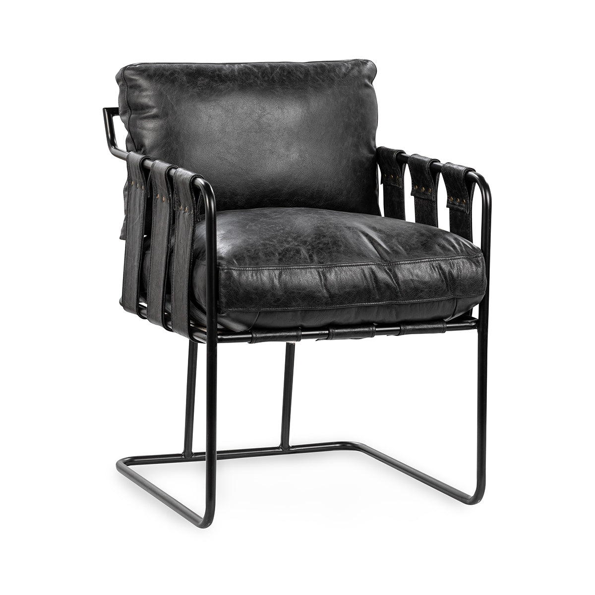 Strapling Leather Dining Chair - Rustic Shadow