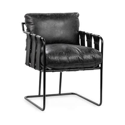 Strapling Leather Dining Chair - Rustic Shadow