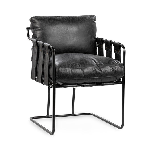Strapling Leather Dining Chair - Rustic Shadow