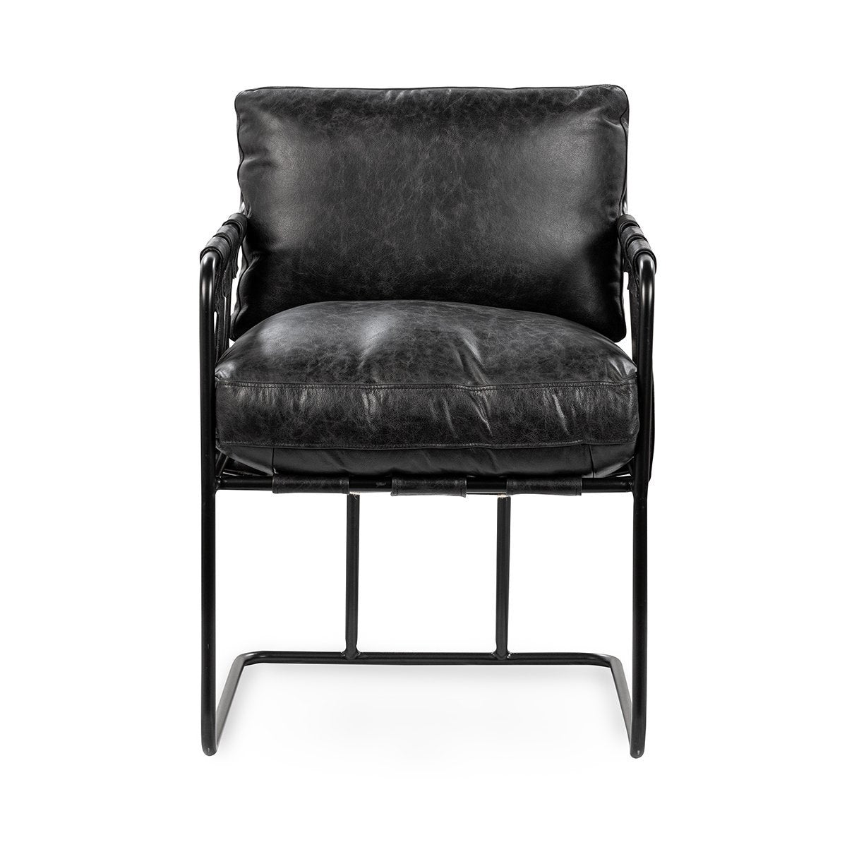 Strapling Leather Dining Chair - Rustic Shadow
