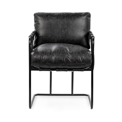 Strapling Leather Dining Chair - Rustic Shadow