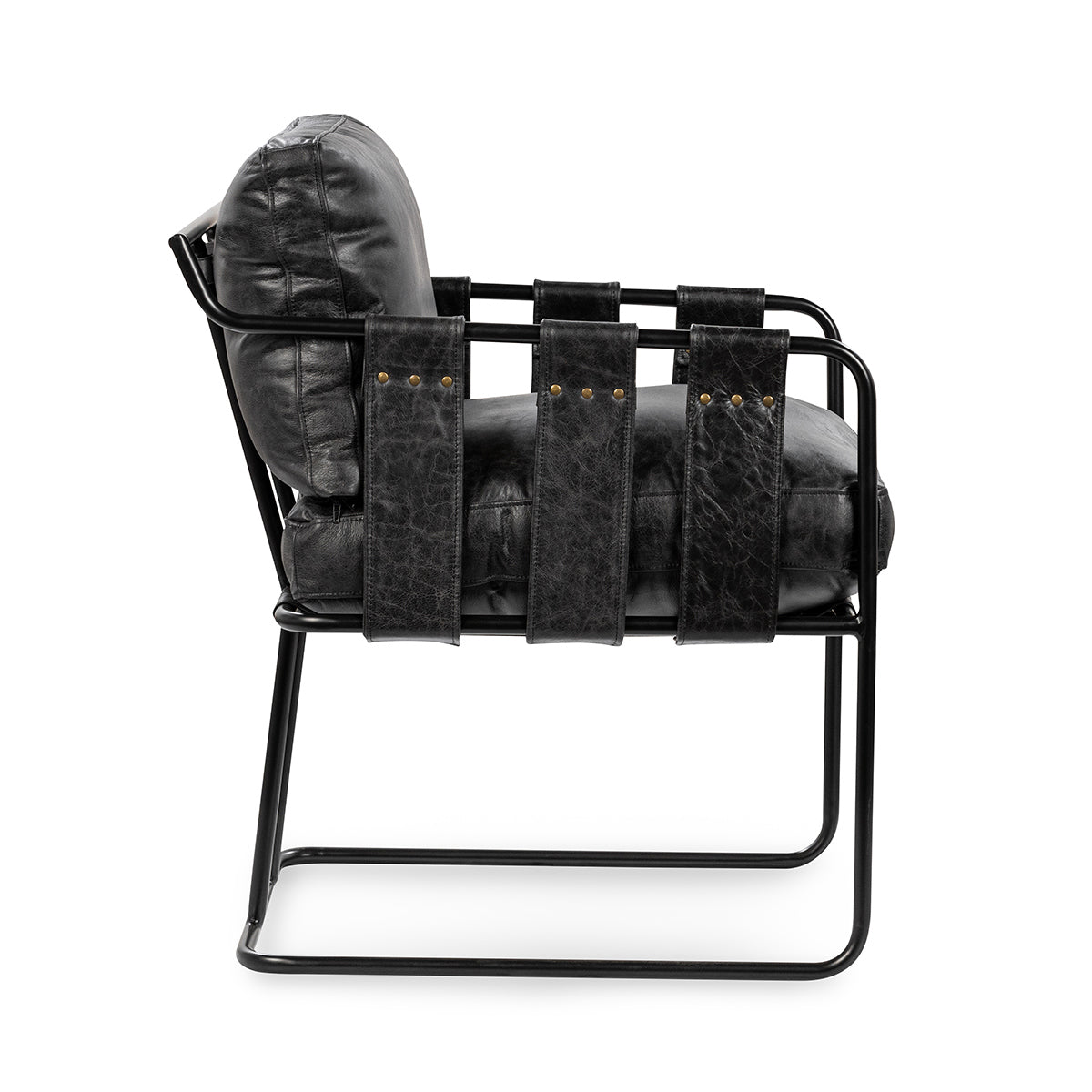 Strapling Leather Dining Chair - Rustic Shadow