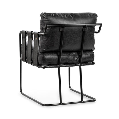 Strapling Leather Dining Chair - Rustic Shadow