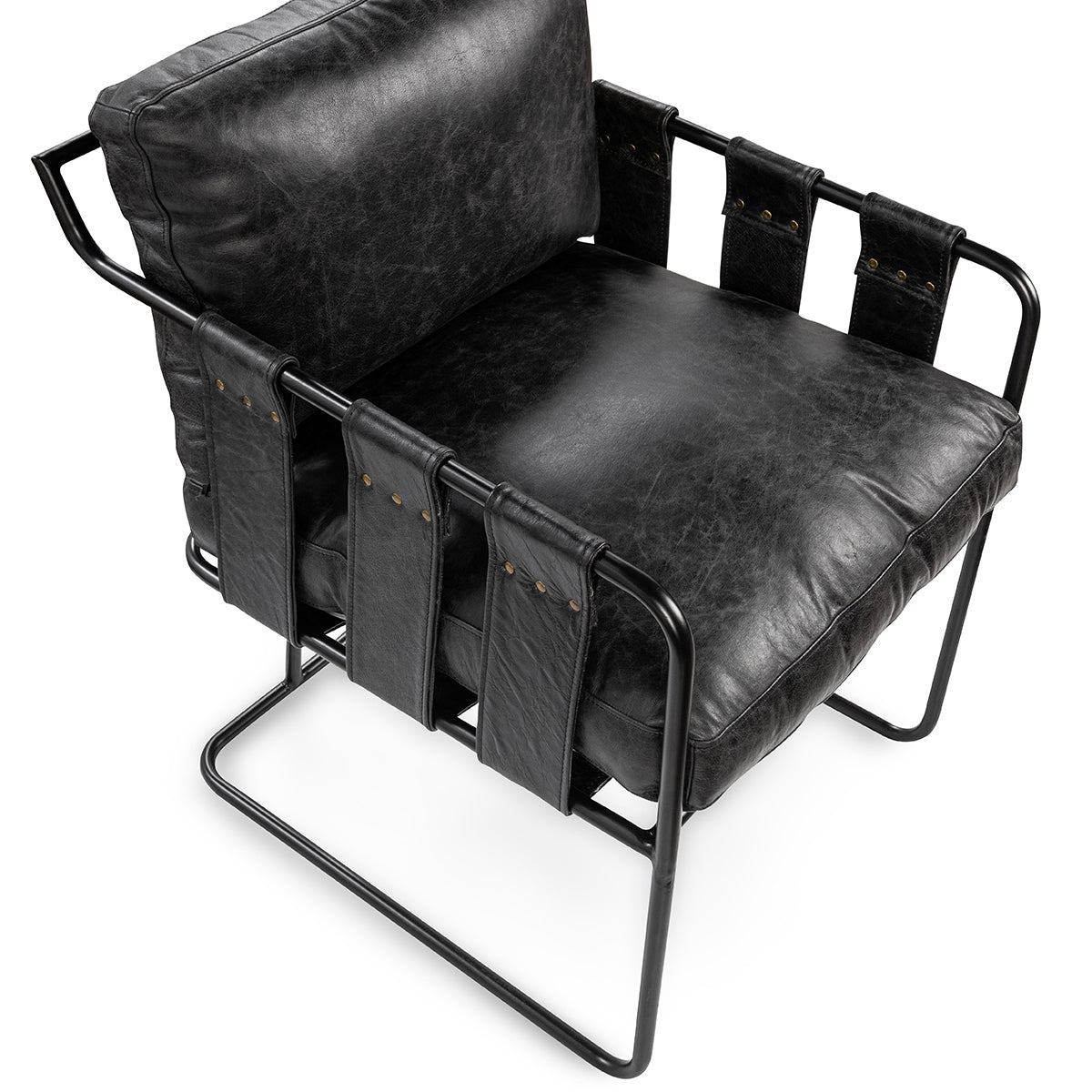 Strapling Leather Dining Chair - Rustic Shadow