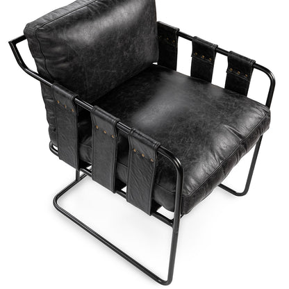 Strapling Leather Dining Chair - Rustic Shadow