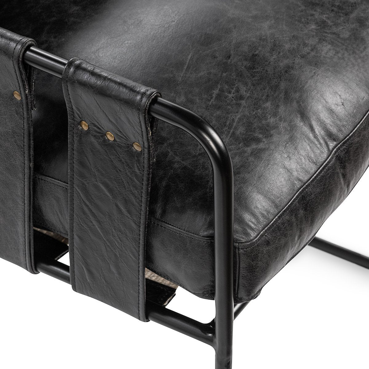 Strapling Leather Dining Chair - Rustic Shadow