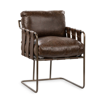 Strapling Leather Dining Chair - Cocoa Brown