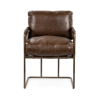 Strapling Leather Dining Chair - Cocoa Brown