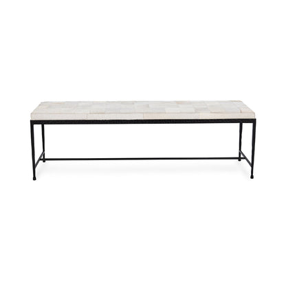 Achen Hide 60" Bench - Dusty Cream