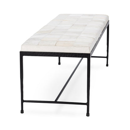 Achen Hide 60" Bench - Dusty Cream