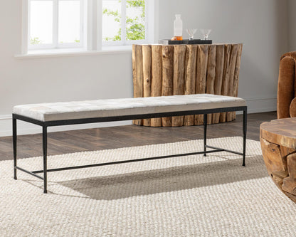 Achen Hide 60" Bench - Dusty Cream