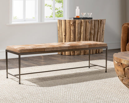 Achen Hide 60" Bench - Canyon Sand