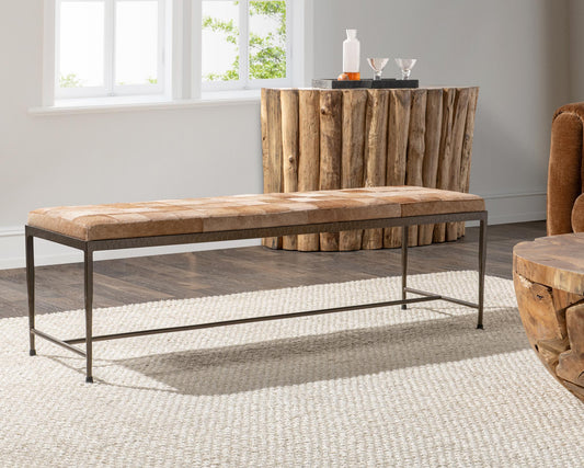 Achen Hide 60" Bench - Canyon Sand