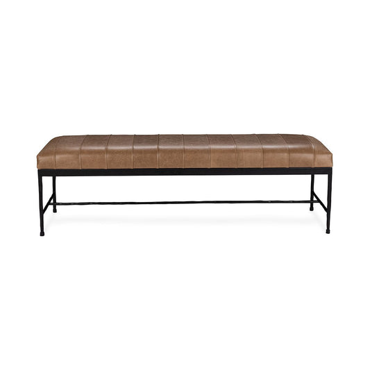 Madeleine Leather Bench - Dune Walnut