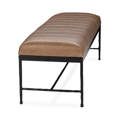 Madeleine Leather Bench - Dune Walnut