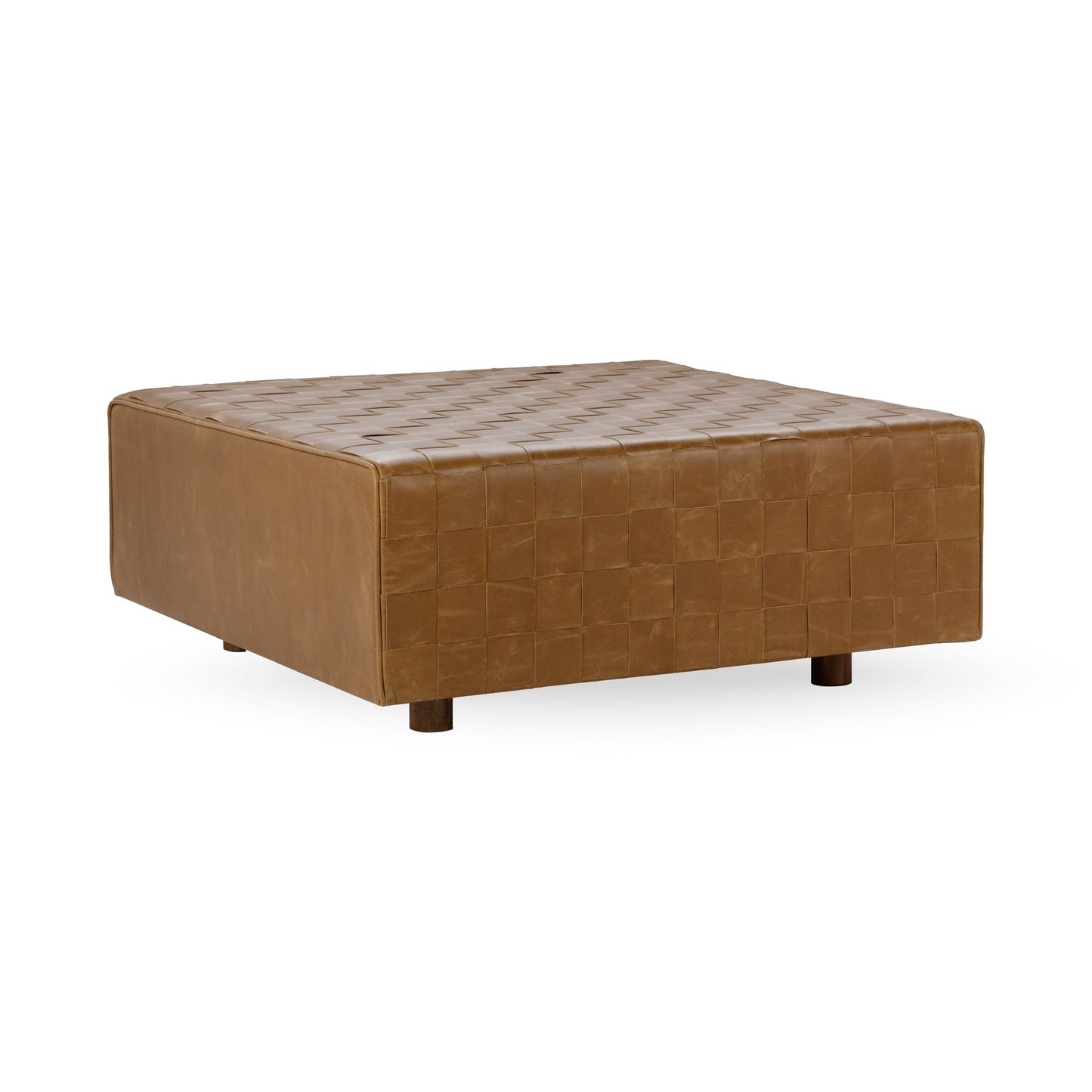 Aristo Leather Square Ottoman - Autum Maple