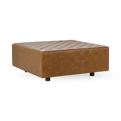 Aristo Leather Square Ottoman - Autum Maple