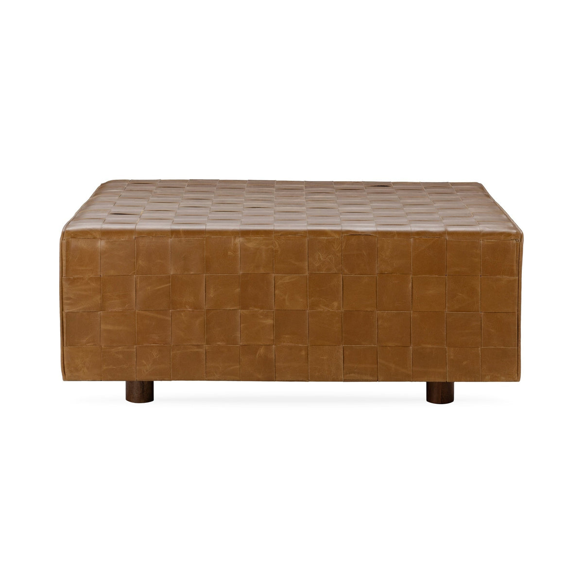Aristo Leather Square Ottoman - Autum Maple