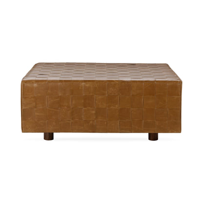 Aristo Leather Square Ottoman - Autum Maple