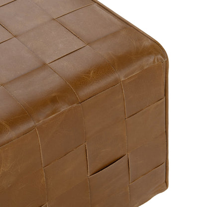 Aristo Leather Square Ottoman - Autum Maple