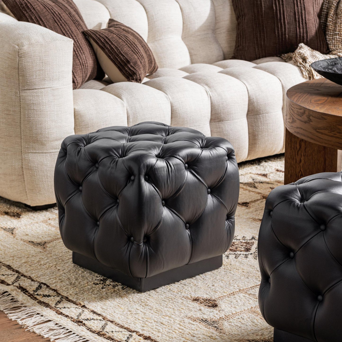 Briar 18" Square Ottoman - Midnight Raven