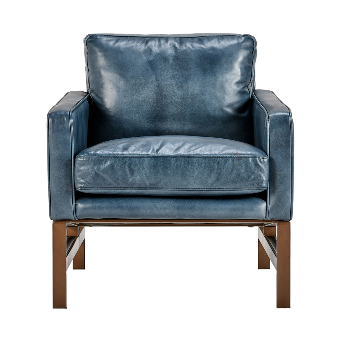 Chazzie Leather Club Chair - Ocean Blue