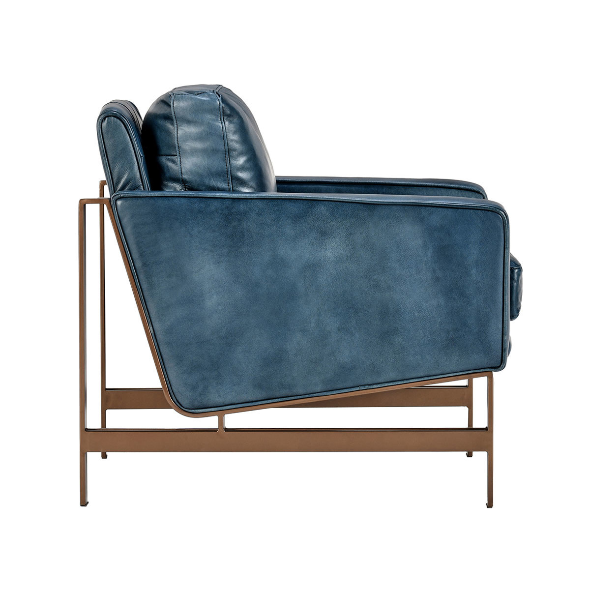 Chazzie Leather Club Chair - Ocean Blue