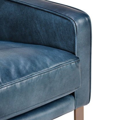 Chazzie Leather Club Chair - Ocean Blue