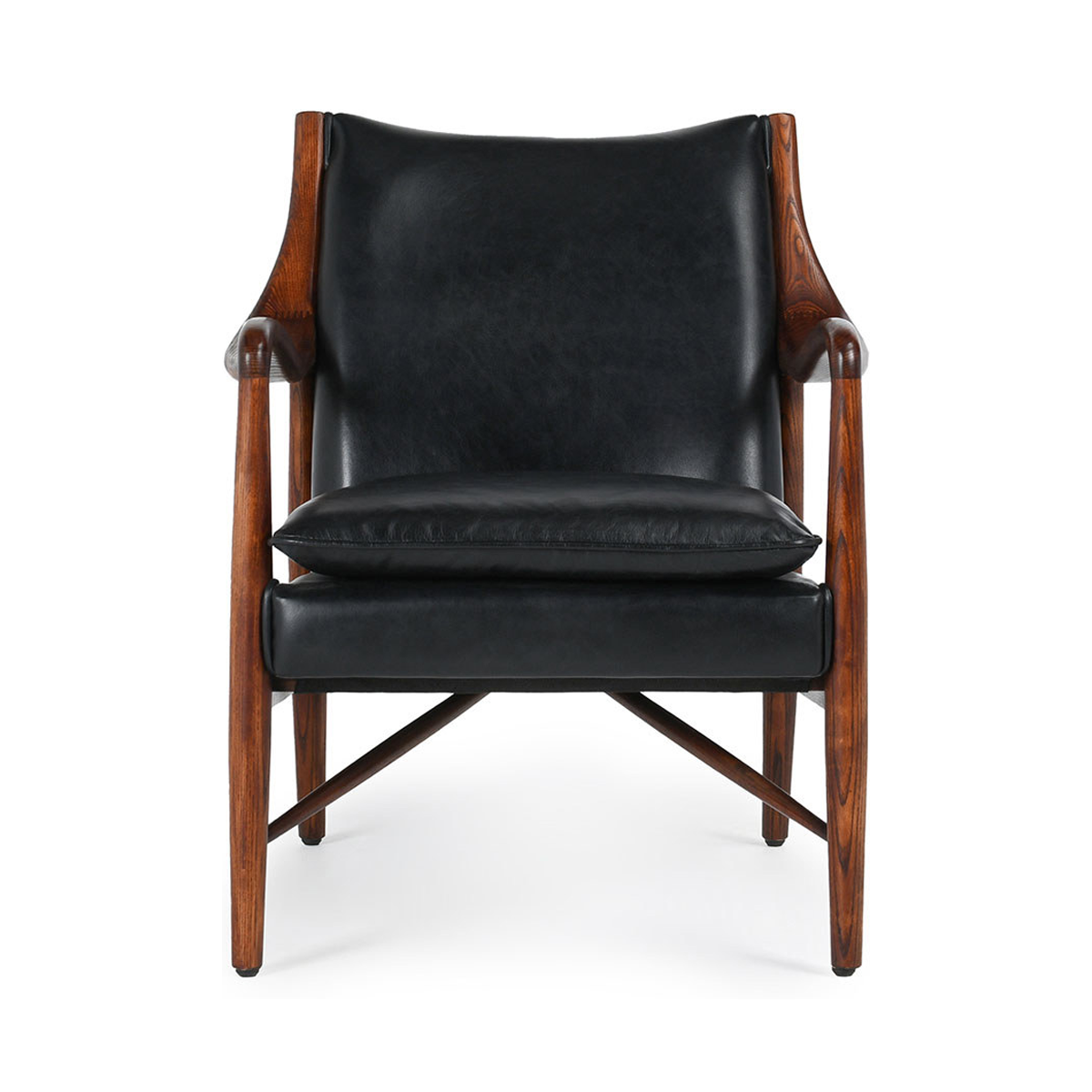 Kiannah Leather Club Chair - Jet Black