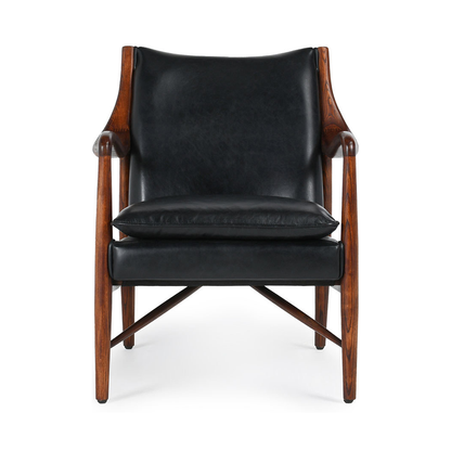 Kiannah Leather Club Chair - Jet Black