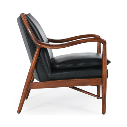 Kiannah Leather Club Chair - Jet Black