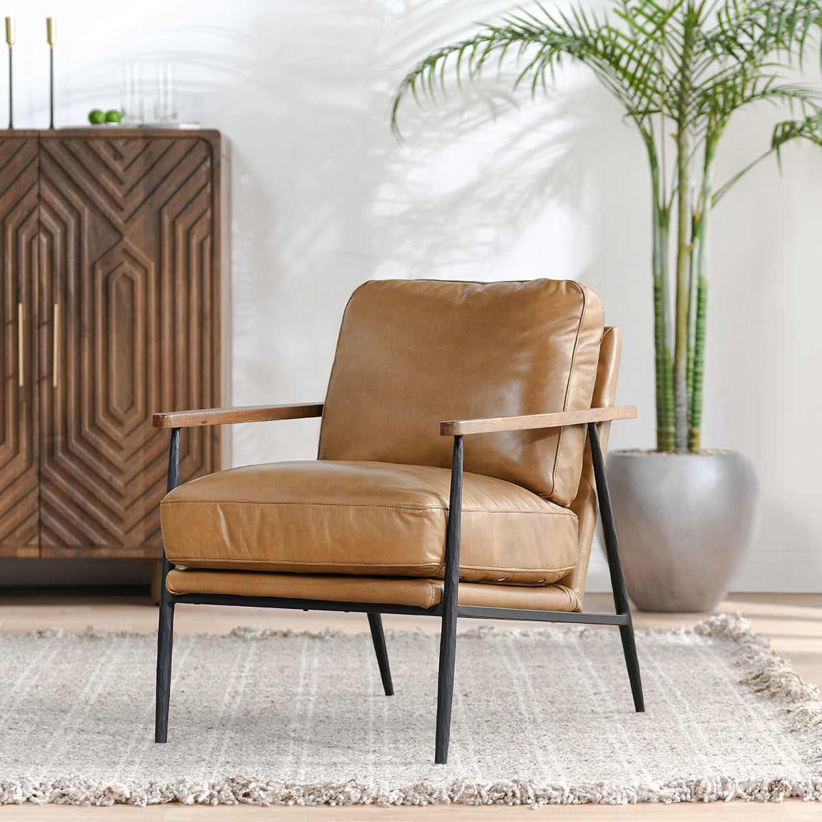 Christopher Leather Club Chair - Adobe Tan
