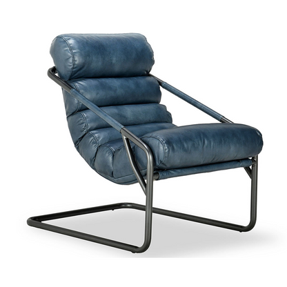 Jackson Leather Accent Chair - Ocean Blue