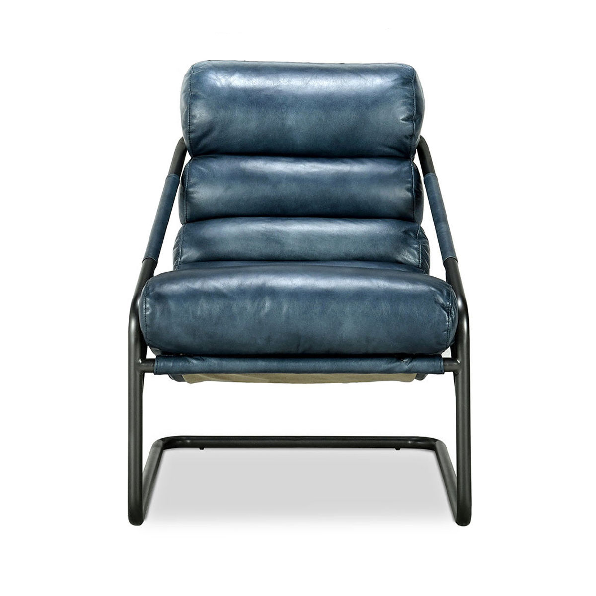 Jackson Leather Accent Chair - Ocean Blue