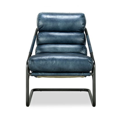 Jackson Leather Accent Chair - Ocean Blue
