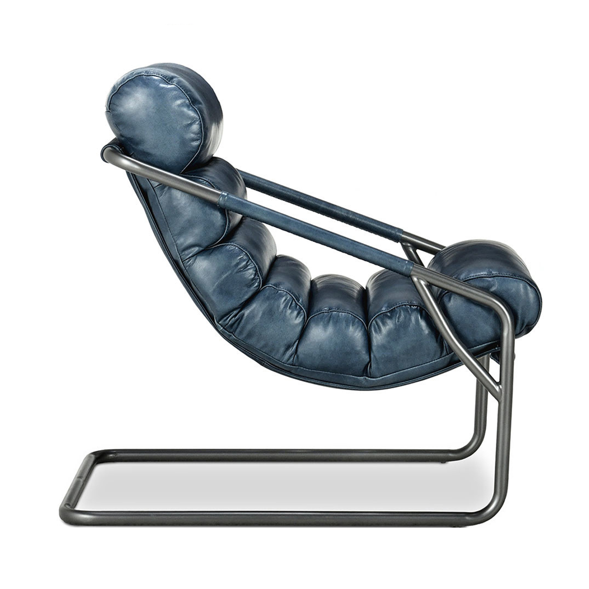 Jackson Leather Accent Chair - Ocean Blue